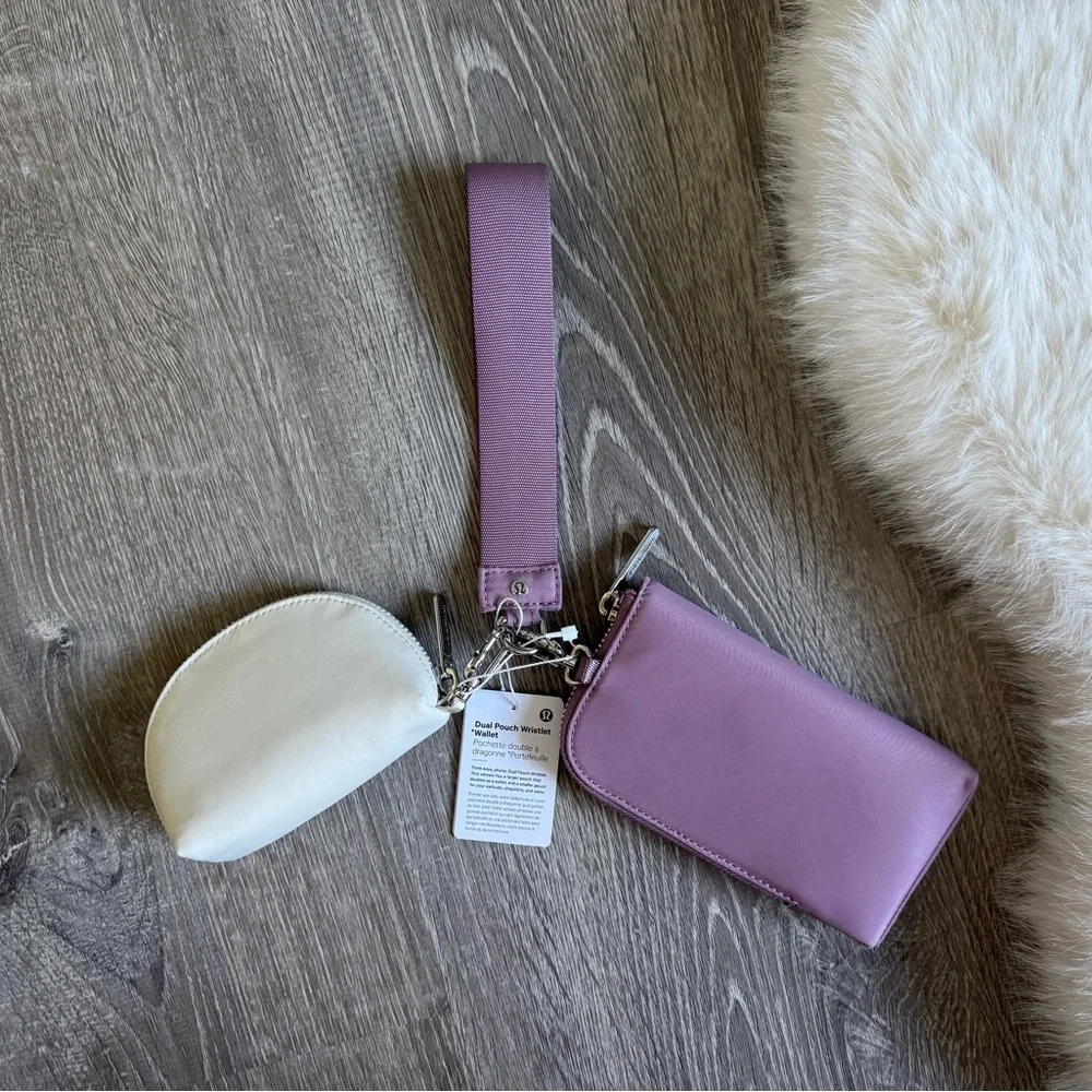🍋💞LULULEMON  Dual Pouch Wristlet Wallet- Lavender Lux/Light Ivory/Goodnight Plum